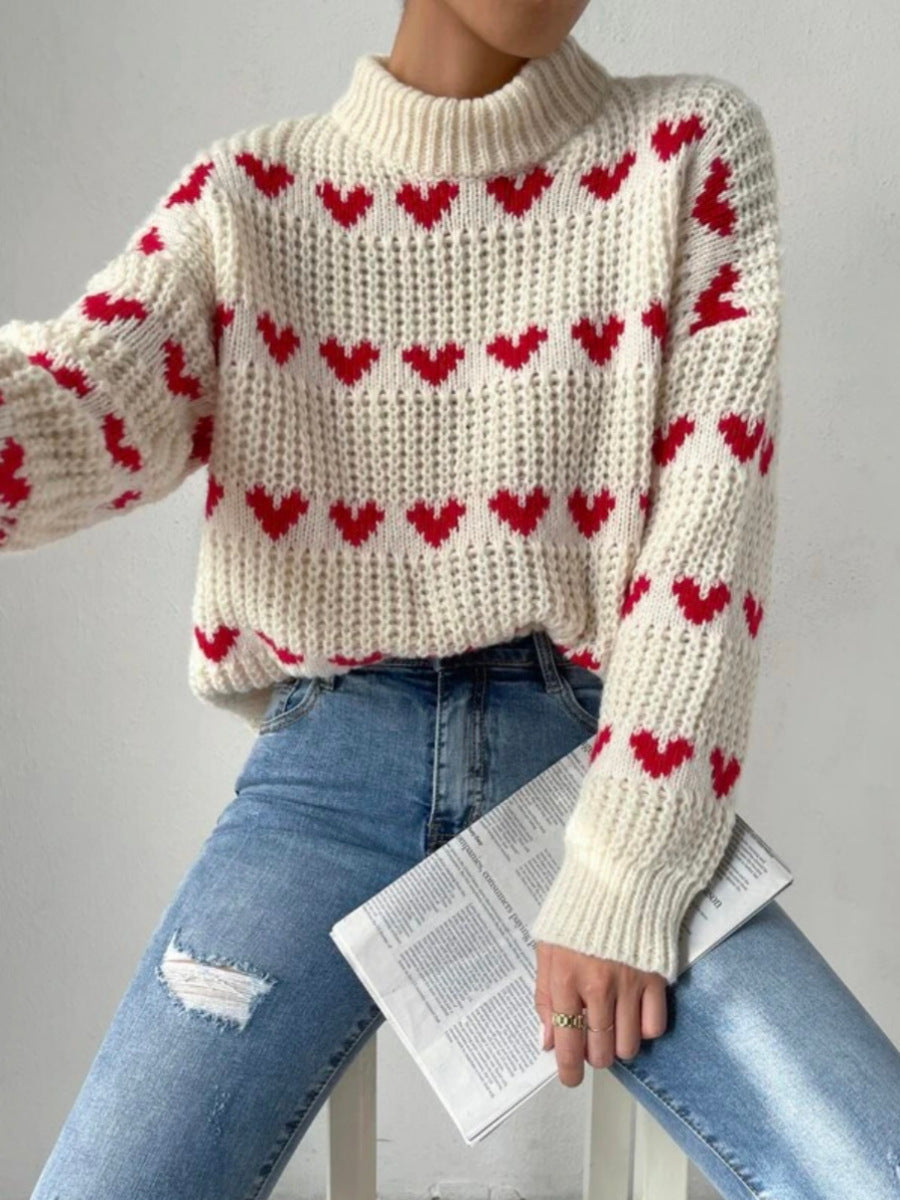 Adamo ™ - Loose Heart Jacquard Pullover